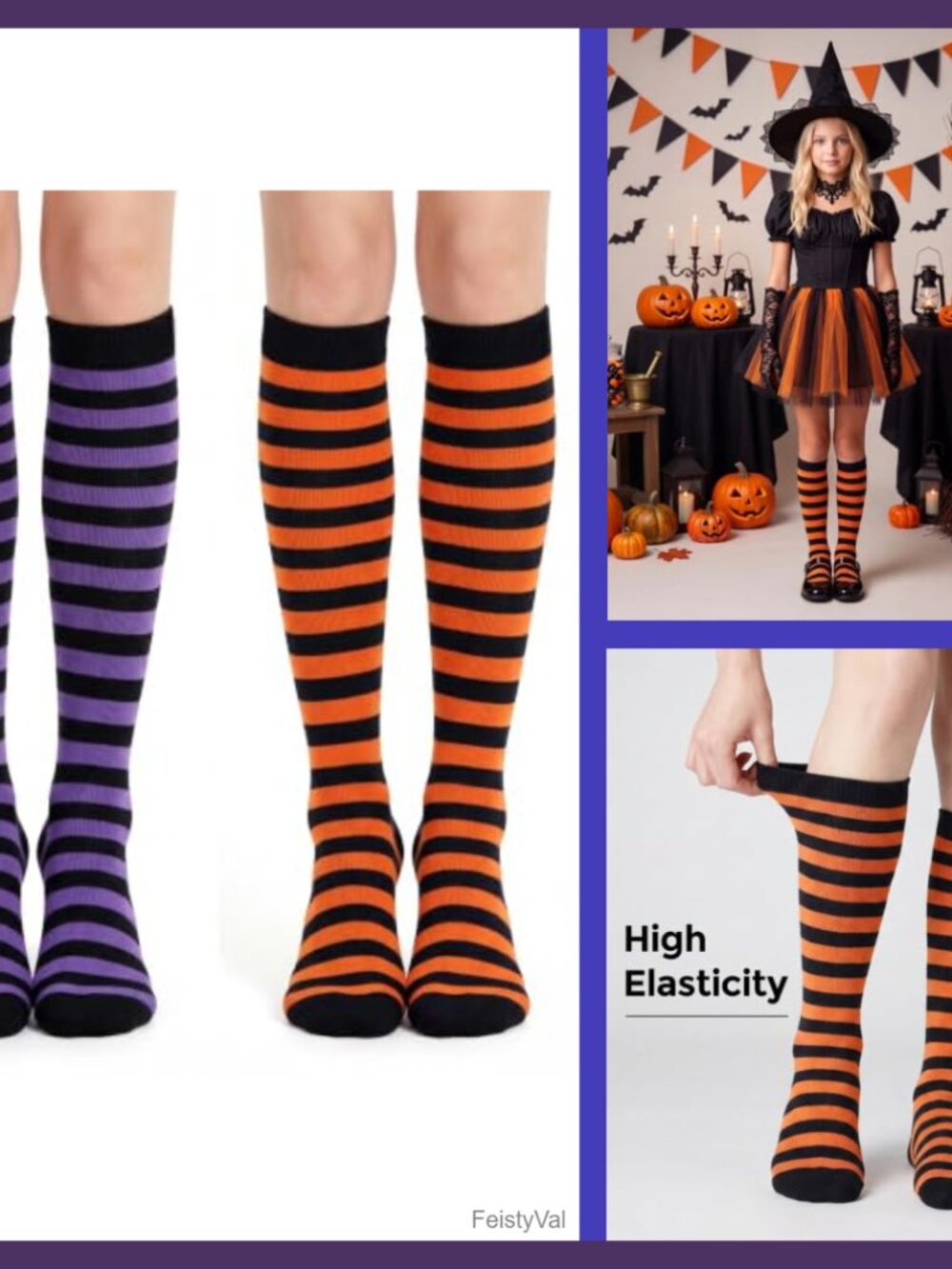 Knee High Socks for Women Cotton Striped Tall Boot Tube Athletic